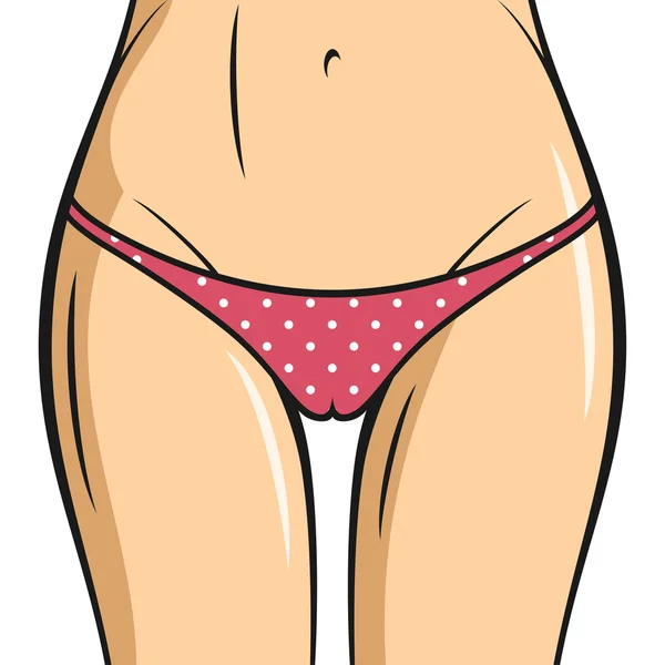 Sexy black panties icon. Vector women thong slim figure beauty — Stockvector