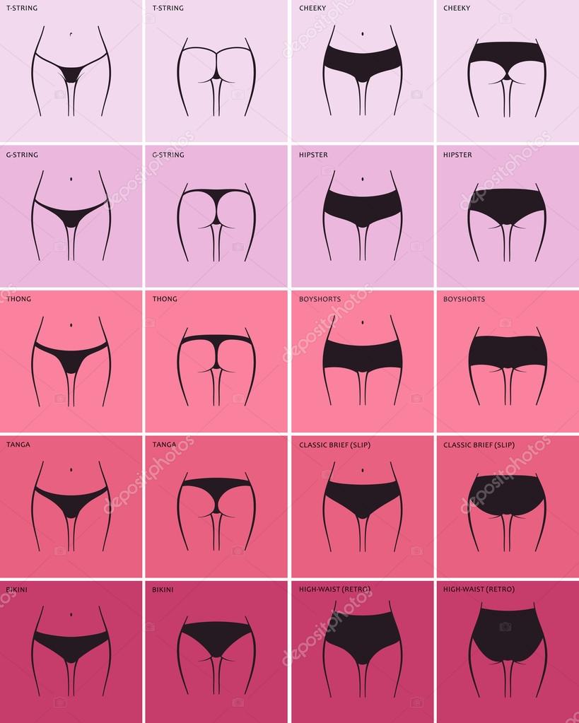 Womens panties. Vector set sketch clothing underwear items Stock