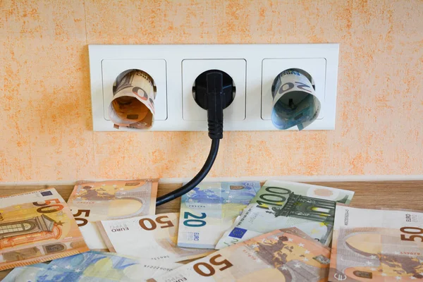 Plug Dan Euro Uang Soket — Stok Foto