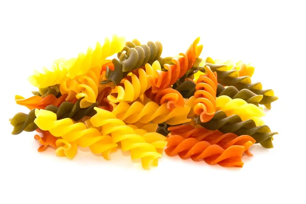 Colored Spiral Pasta Isolated White Bacground — Stock Photo, Image