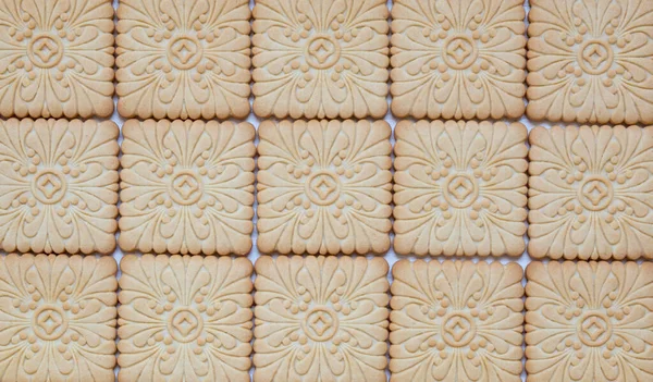 Fundo Biscoito Quadrado Biscoitos Frescos — Fotografia de Stock