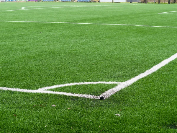 Línea Cornel Blanco Del Estadio Fútbol —  Fotos de Stock