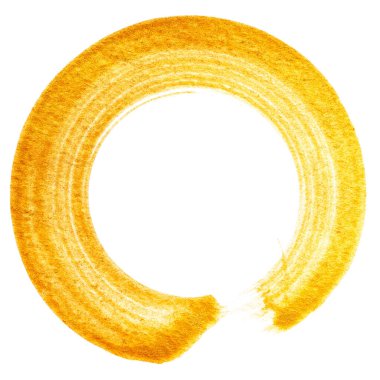 Beyaz arka planda izole edilmiş altın çember fırça darbesi
