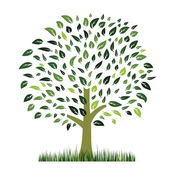 Grama verde e vetor de árvore — Vetor de Stock