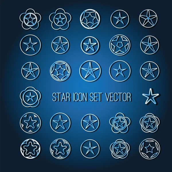 Bright star icon set — Stock Vector