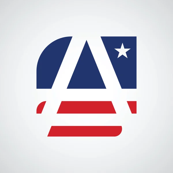 Letra estilizada A como bandera americana — Vector de stock