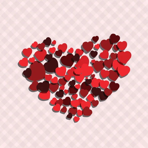 Petits cœurs rouges créent un grand cœur — Image vectorielle