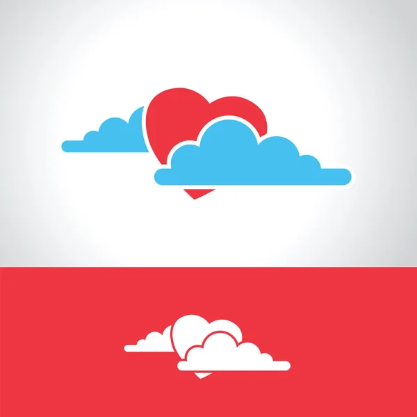 Coeur dans les nuages — Image vectorielle