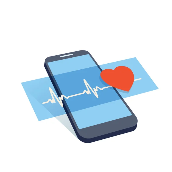 Controle cardíaco móvel — Vetor de Stock