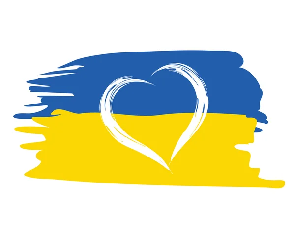 Malowane ukraiński flaga symbolem kształt serca — Wektor stockowy