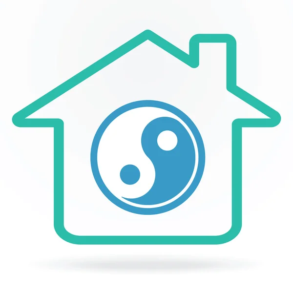 Huis met yin-yang symbool — Stockvector