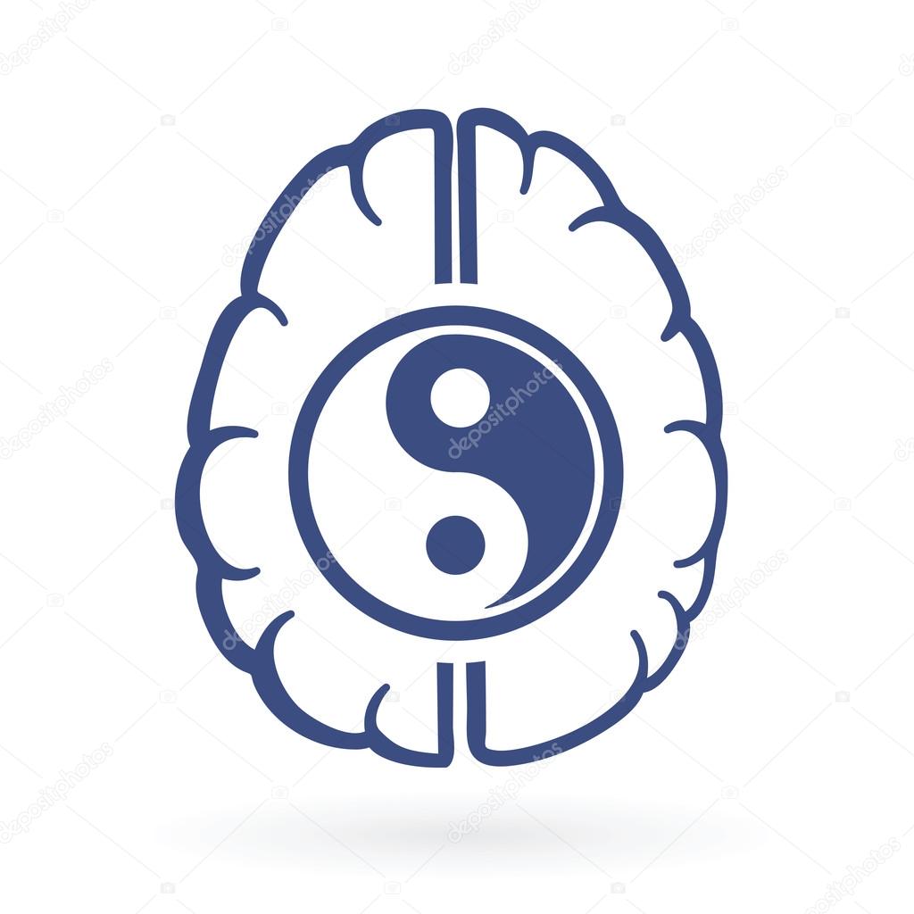 ying-yang and human brain symbols