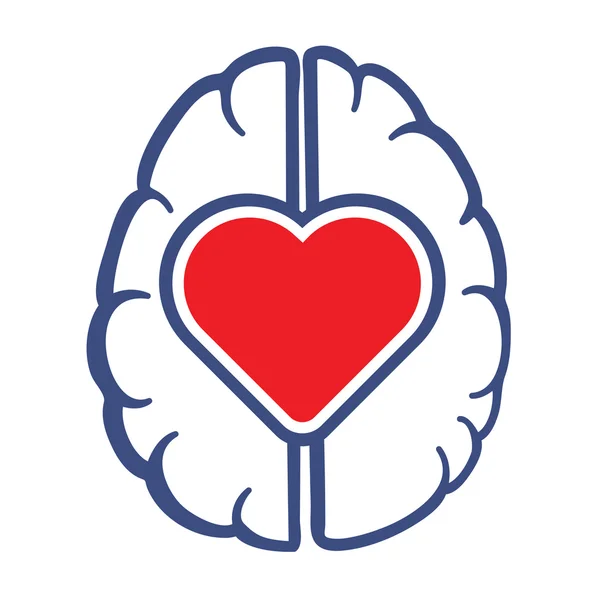 Corazón y Cerebro Humano símbolo — Vector de stock