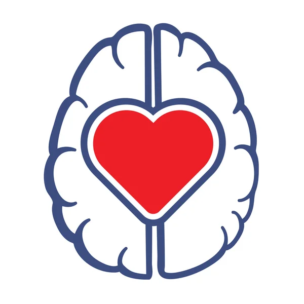 Heart and Human Brain symbol — Stock Vector