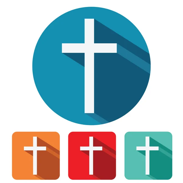Christian cross flat icon design — Stock Vector