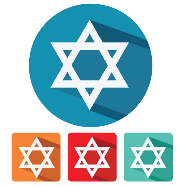 Judaizmus a Dávid-csillag-lapos kivitel ikon — Stock Vector