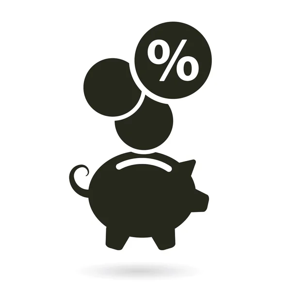 % de poupança vetor piggybank —  Vetores de Stock