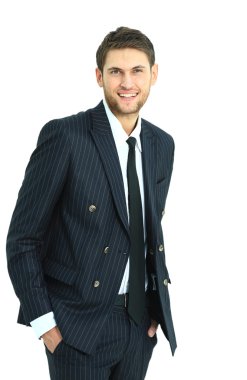 onun elleri ceplerinde duran genç iş adamı