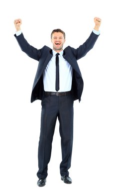 adam yakışıklı iş kollarını kaldırdı başarı - isol heyecanlı.