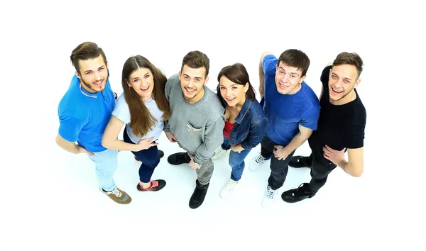 Grupo casual de personas felices aislados sobre blanco — Foto de Stock