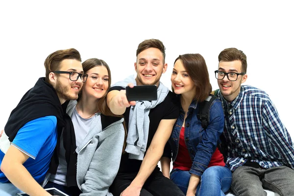 Group of happy young teenager students taking selfie photo — Stock Photo, Image