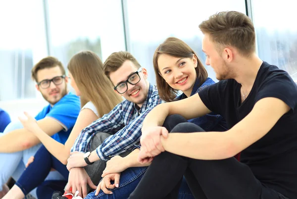Student group chatting indoors — Stock Photo, Image