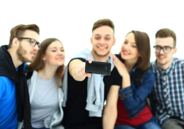 Skupina studentů šťastný mladý teenager s selfie Foto — Stock fotografie