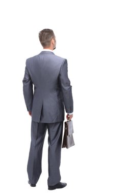 İşadamı arkasından - seyir bir şey üzerinde beyaz bir ba