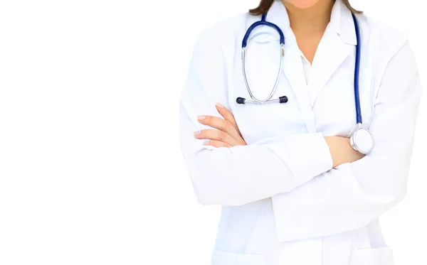 Sorridente médico mulher com estetoscópio — Fotografia de Stock