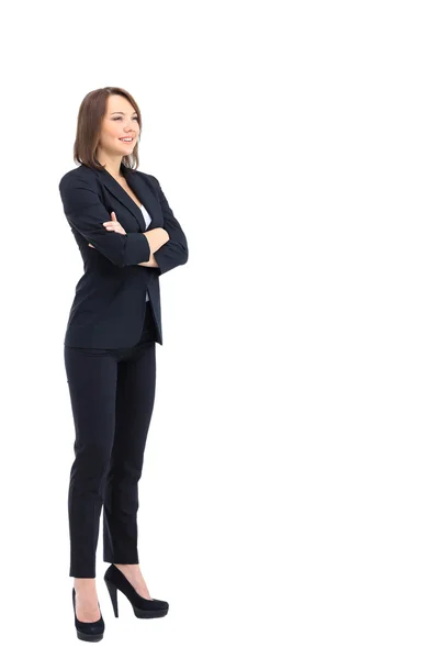 Full-length profile of businesswoman  isolated on white. — Stock Photo, Image