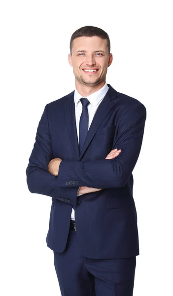 Retrato de un hombre de negocios elegante y guapo sobre fondo blanco —  Fotos de Stock