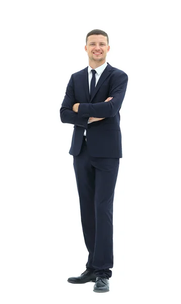 Close up portrait of successful business man on white background Stock Photo