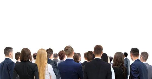 Closeup portret van vele mannen en vrouwen op zoek naar boven permanent — Stockfoto