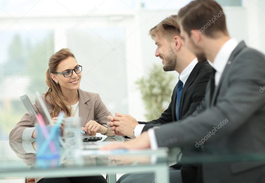 Business meeting. Focus on beautifull business woman