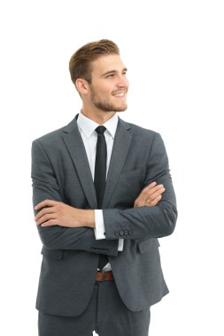 yakışıklı işadamı izole üzerinde beyaz arka plan ayakta
