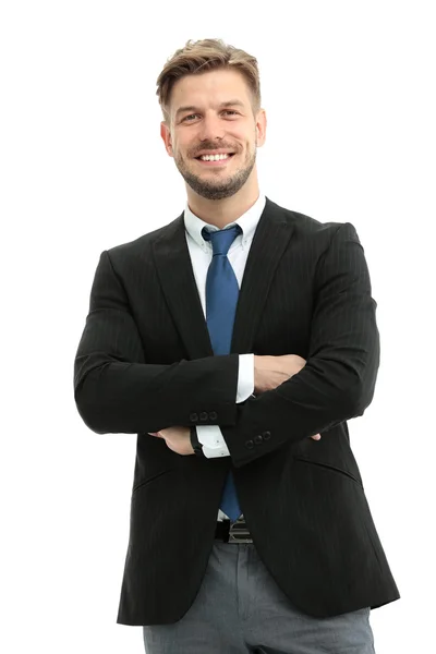 Portret van een elegante knappe zakenman op witte achtergrond — Stockfoto
