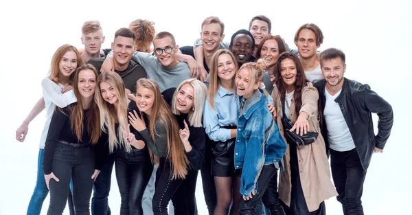 Retrato de jóvenes alegres y diversos. aislado en blanco — Foto de Stock