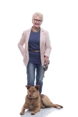 Uzunluk. Gülümseyen, son sınıf öğrencisi, evcil hayvanıyla.