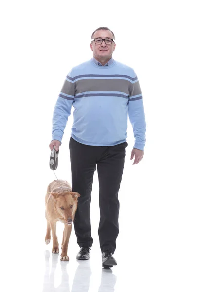 В повному зростанні. портрет чоловіка зі своїм домашнім собакою — стокове фото