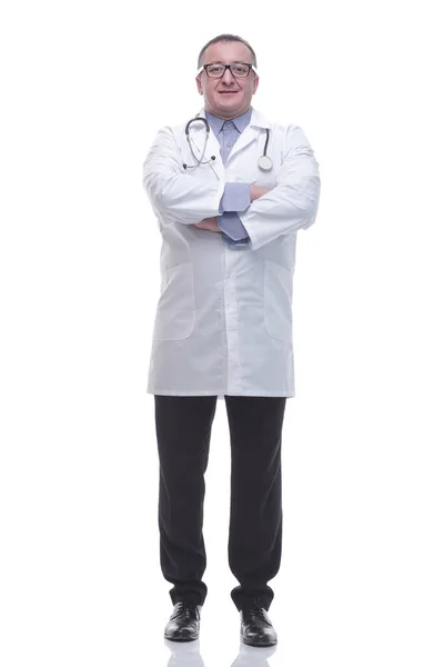 In volle groei. vriendelijke mannelijke dokter die naar je kijkt — Stockfoto