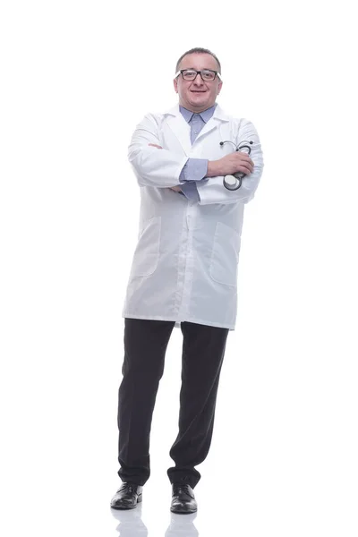Rear view. confident male doctor stepping to the rescue — Stock Photo, Image