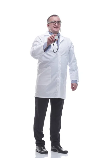 Em pleno crescimento. um médico experiente do sexo masculino pedindo-lhe para ter cuidado — Fotografia de Stock