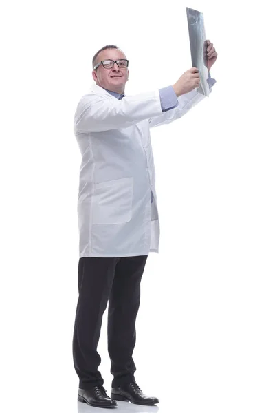 Side view. male doctor with an x- ray of a patient — Stock Photo, Image