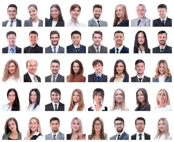 Collage of portraits of business people isolated on white — Stock Photo, Image
