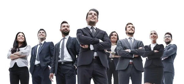 Χαρούμενη επιτυχημένη επιχειρηματική ομάδα απομονωμένη σε λευκό φόντο — Φωτογραφία Αρχείου