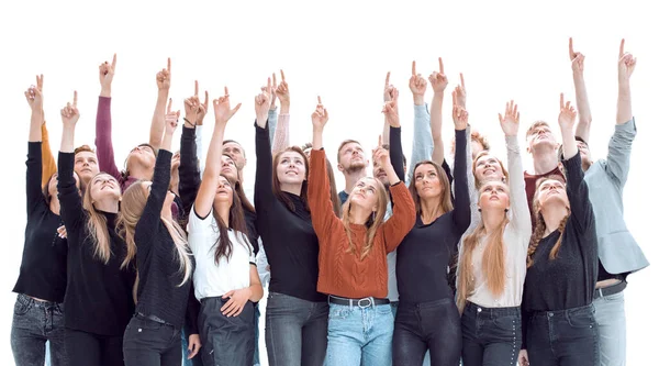 Grupo de jovens diversos apontando para — Fotografia de Stock