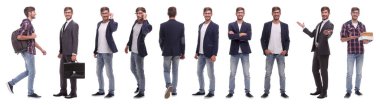 Gelecek vaat eden genç bir adamın panoramik kolajı
