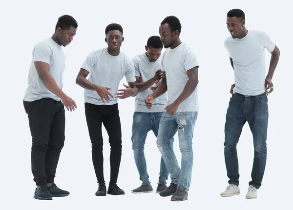 In piena crescita. un gruppo di ballerini in t-shirt bianche — Foto Stock