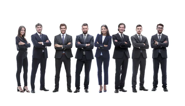 Skupina mladých úspěšných podnikatelů stojící v řadě — Stock fotografie