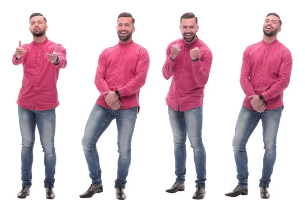 Collage van foto 's van een modieuze man in jeans. — Stockfoto